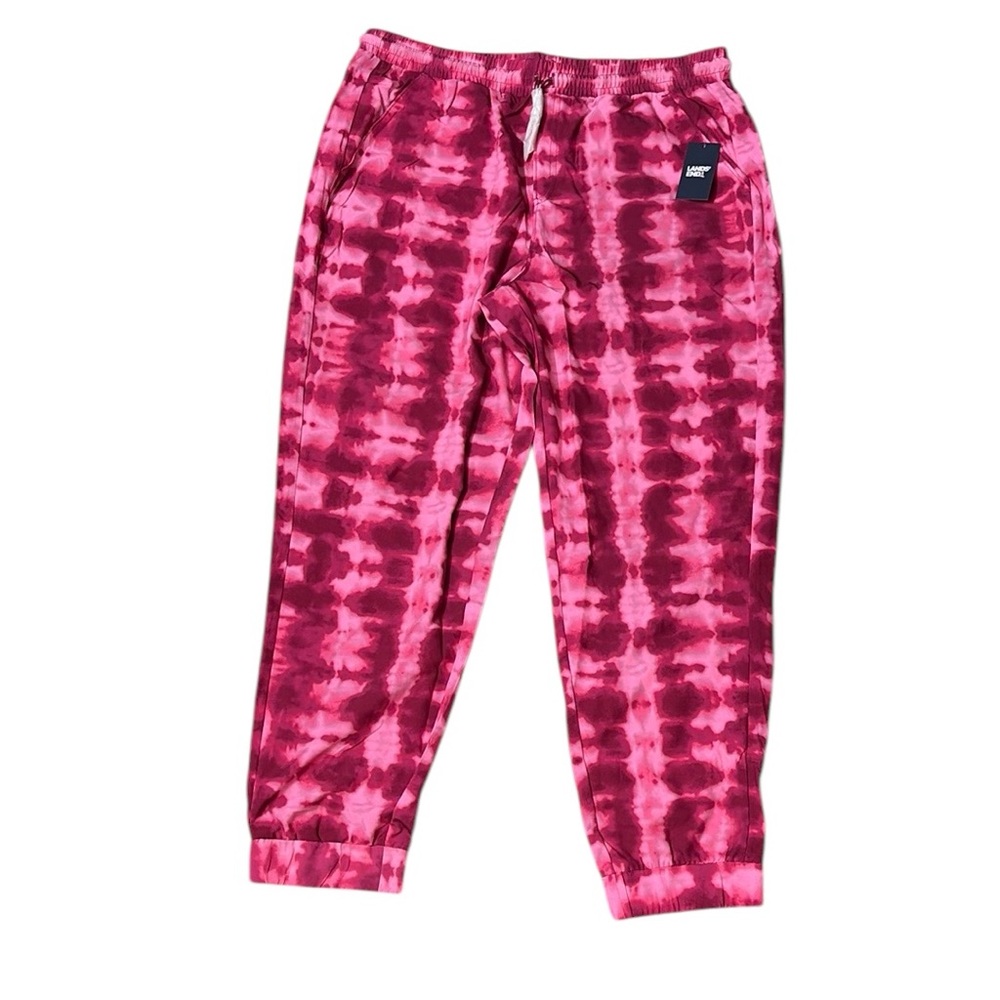NWT Lands End Youth Plus XL 14-16 Dark Berry Tie Dye Jogger Pants Activewear